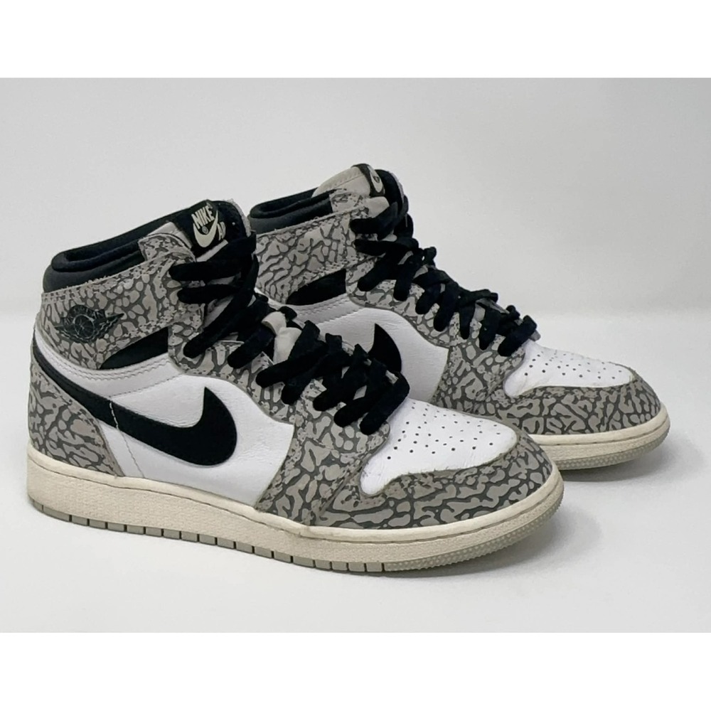 Nike Air Jordan 1 Retro High White Cement Elephant Print FD1437-052 Size‎ 4Y